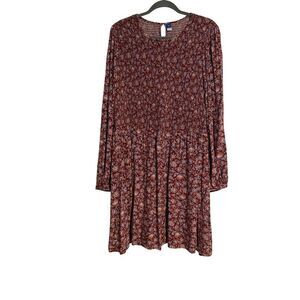 Old Navy Women's Peasant Dress Floral Smocked 3X Long Sleeve Cottage Prairie